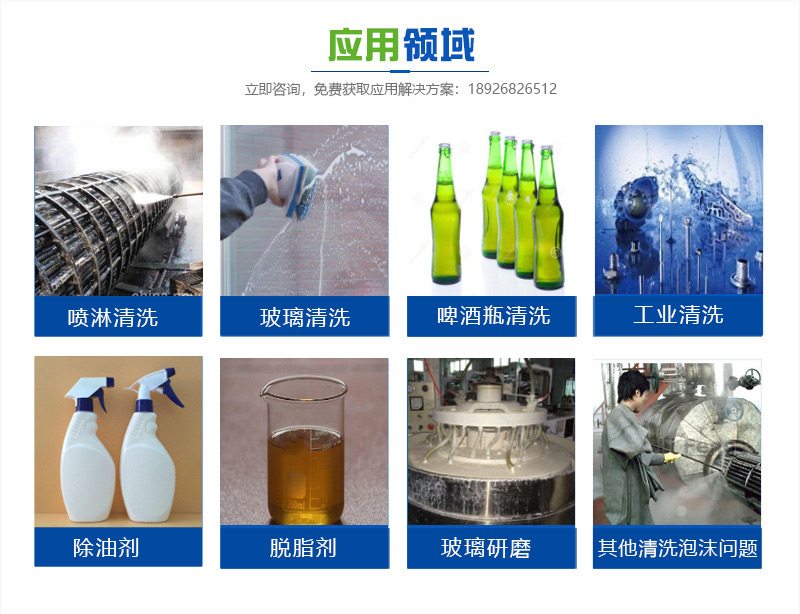 （图：南辉清洗消泡剂应用领域）
