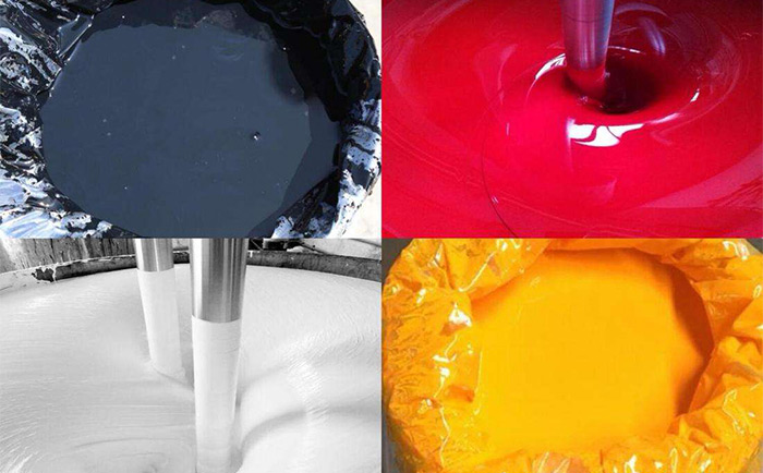 （图：印染色浆的配置中分散剂的作用）